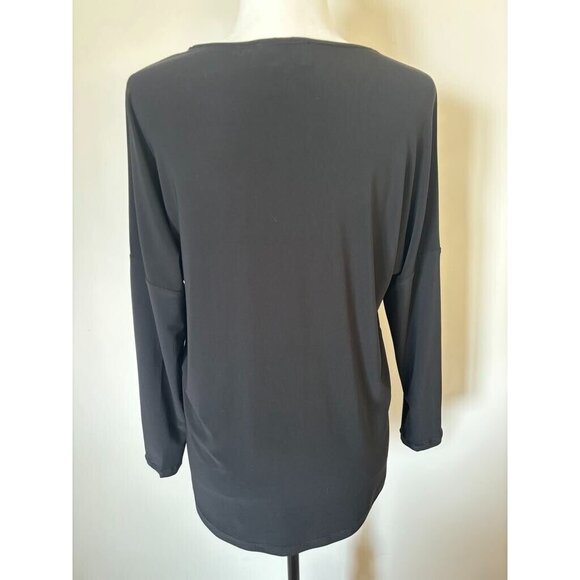 JOSEPH RIBKOFF Long Sleeve Top Size 8 Black Partial Front Gold Zipper Neckline - Picture 6 of 8